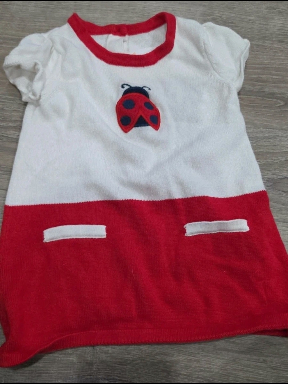 Gymboree White and Red Ladybug Knit Dress 12-18 Months Cotton